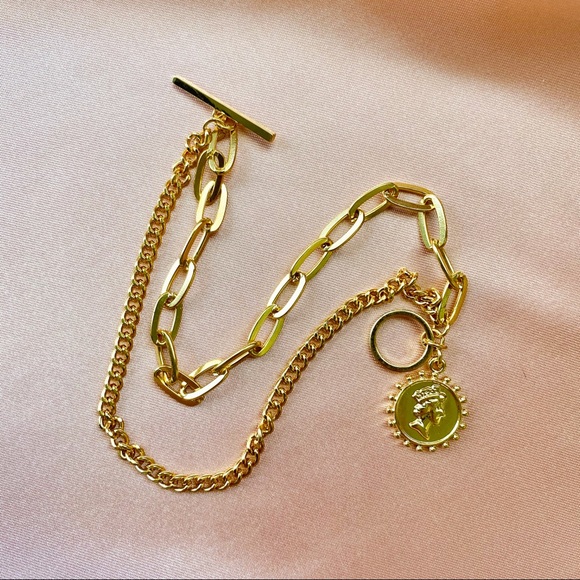 Art Portrait Coin Golden Chain Bracelets - Picture 7 of 9